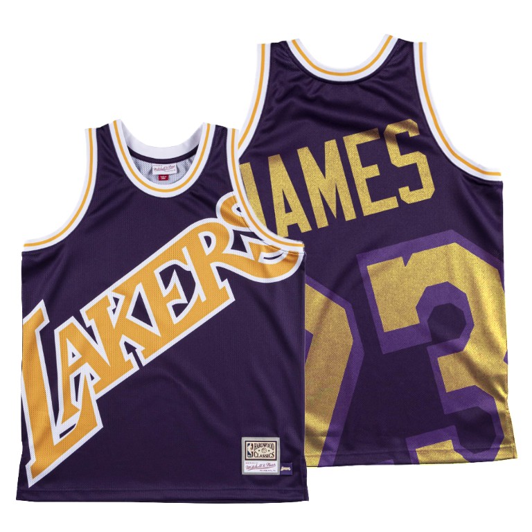 Men's Los Angeles Lakers LeBron James #23 NBA HWC Big Face Purple Basketball Jersey JYB0883WO